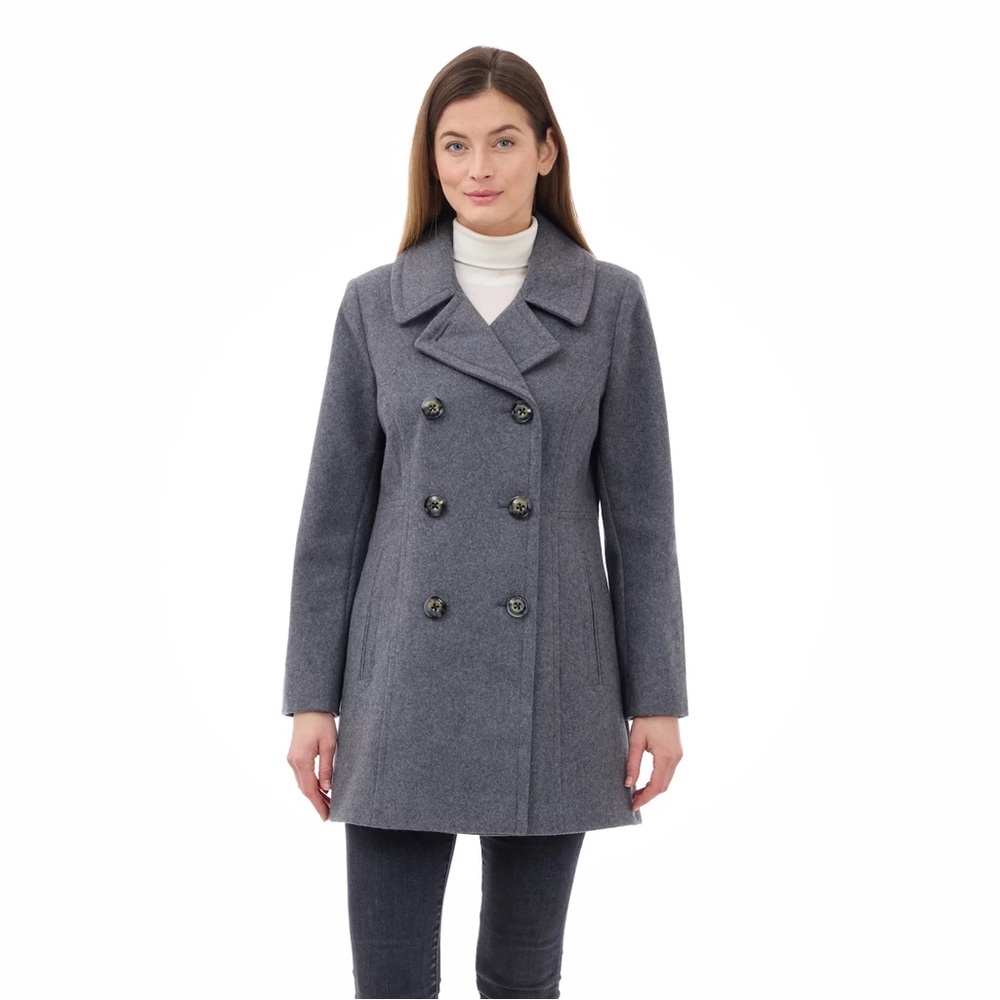 Women's Gray Double-Breasted Coat - London Fog